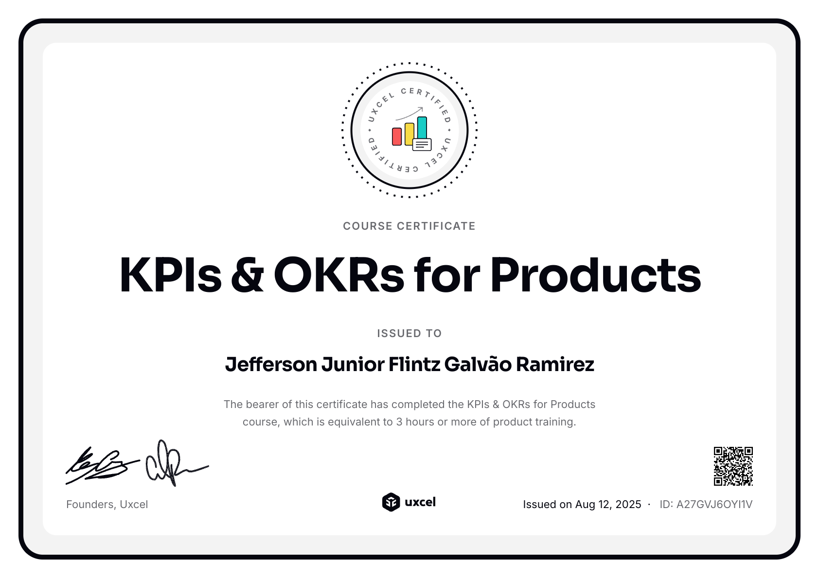 Jefferson Junior Flintz Galvão Ramirez's certificate